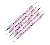 5 Pièces Stylo de Nail Art Double Tête en Acrylique | Long Manche Léger, Usage Maison ou Professionnel, pour Débutants et Passionnés, Accessoire Manucure Pratique