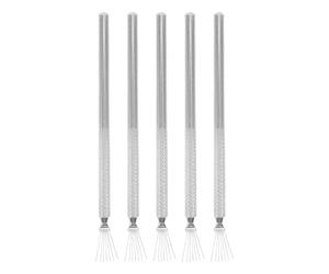 5 Pièces Stylo Nail Art Multifonction à Sept Aiguilles | Finition Acier Inoxydable, Motif Quadrillé Texturé, Détails Précis, pour Débutants et Professionnels