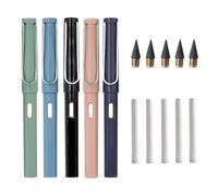 5 Pièces Stylo Sans Encre Réutilisable, Crayon Sans Encre, Infini Portable, Crayon Éternel Remplaçable avec 5 Gommes et 5 plumes pour L'écriture Dessin Étudiants Bureau Domicile Fournitures