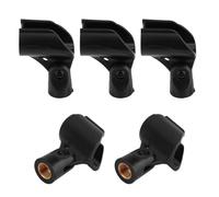 5 Pièces Support de Microphone à Pince Grand Format, Lot Noir | Adaptateurs Plastiques Inclus, Usage Scène et Extérieur, Maintien Sûr du Micro, Pe et Abs