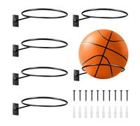 5 Pièces Support Mural pour Ballon de Rangement, Support Mural Ballon Porte en Métal, Support de Basket pour Ballons de Sport, Supports Muraux Daffichage de Ballon pour Basketball Volleyball