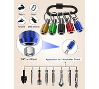 5 pièces Support pour embouts de tournevis en alliage d aluminium à queue hexagonale 1 4 pouce Extension changement rapide légère porte-clés Adaptateur vis perceuse Portable avec mousqueton électrique