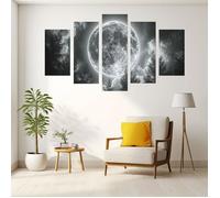 5 PièCes Tableau ForêT Arbre de lune Decoration Murale Salon Toile Tableau,Noir,blanc Peinture Image 80x150cm Sans cadre
