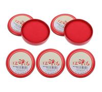 5 Pièces Tampon Encreur Rond Rouge Moyen en Boîte Fer | Coloration Solide, Faible Décoloration, Usage sur Bois et Enveloppes, pour Loisirs Créatifs et Enseignement