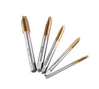 5 Pièces Tarauds Métrique HSS Revêtus Titane | Jeu de tarauds à main pour coupe de filets droits, Acier rapide 6542, Outil de filetage pour réparation d’écrous usinés