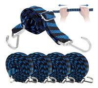 5 Pièces Tendeurs Elastique avec Crochets, 2M Corde Elastique Plate Tendeur, Tendeur Elastique Réglables avec Crochet Métallique pour Vélo, bâche, Tente de Camping, Toit de Voiture