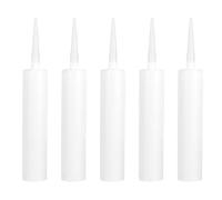 5 Pièces Tube de Calfeutrage Vide 300ml, Plastique Blanc Hdpe | Buse Longue Ajustable, Ouverture Large et Piston Étanche, pour Joints, Chantier et Bricolage