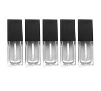 5 Pièces Tube de Gloss à Lèvres 10ml en Plastique Noir | Format Visibilité du Contenu Léger et Portable Plat Carré pour Voyage et Déplacement