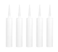 5 Pièces Tube de Mastic Rechargeable Vide 300ml, Blanc | Hdpe Opaque, Embout Long Recoupable, Piston Étanche, Usage Atelier et Fuites, Buses