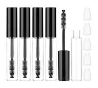 5 Pièces Tubes de Mascara Vides 10ml Bouteille de Mascara Rechargeable avec Brosse à Cils Récipient Transparent Bouteille Tube avec Bouchon Intérieur pour Éviter Fuites (Noir)