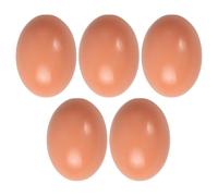 5 Pièces Œufs Artificiels Réalistes en Bois Marron | Finition Lisse sans Bavure, Usage Polyvalent, pour Nids de Poules et Scènes de Fête de Pâques