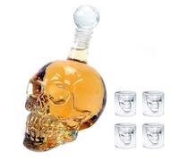 5 pièces Verre Alcool Tete Mort Head Shot Skull Crystal Glass Crane Cristal Coupe vodka verrerie + Bouteille en verre Deca C0C012