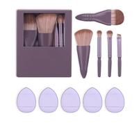 5 Pinceaux De Maquillage Et 5 Houppettes Pour Les Doigts, Avec 1 Boîte De Rangement Avec Miroir, Outils De Beauté, Pinceaux De Maquillage Multifonctionnels, Mini Pinceaux De Maquillage Portables