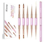 5 Pinceaux Nail Art Ongles Gel, Pinceau Fin Nail Art Pour Design Ongles, Double Face Pinceau Set Pour Gel UV Construction, Ombré, Nail Brush Avec Couvercles Protecteurs, Violet