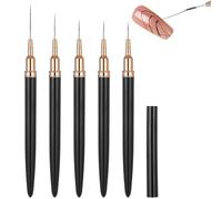 5 Pinceaux Nail Art, Set de avec Brosses Fines en Tailles Variées 4/8/12/20/25mm, Pinceau Liner Ongle pour Dessins Précis et Détails Intricats, Pinceau Gel UV Construction pour Application Fluide