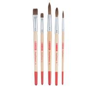 5 pinceaux - Peinture aquarelle - Rond - Plat - Assortiment tailles - Art Creati