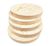 5 plaques en pin rondes vierges, cercles en bois ronds bruts de 20x2 cm pour projets artisanaux, gravure, pyrogravure, peinture