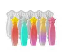 5 Point Star Candle Mold - Silicone With Spanish Letters Blessings, 14.8x10.8x1.6cm - Soap Wax Crafts For Homemade