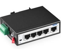 5 Port Industrial DIN-Rail Switch,4 Ports and 1 Uplink,10/100Mbps Fast Ethernet,Din Rail & Wall Mount Included,Unmanaged IP30 Industrial Switch