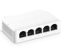 5-Port PoE Extender with 1 PoE in 4 PoE Outputs,IEEE 802.3 af/at/bt 90W PoE Repeater with 10/100Mbps PoE Switch,Wall and DIN Rail Mount