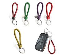 5 Porte-clés en Cuir [Strong] avec Porte-clés en Acier Inoxydable - Anneaux Supplémentaires pour Petites Clés - Avec Boîte Cadeau