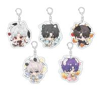 5 Porte Clés Love＆Deepspace Anime Figurine Cosplay Keychain Pendentifs Decor Acrylique Porte Clef Set