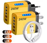 5 ports GaN chargeur rapide Type C PD QC 3.0 USB adaptateur de chargeur de téléphone pour iPhone Samsung Xiaomi Huawei ordinateur portable tablette charge rapide Yellow US