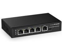 5 Ports Gigabit PoE Passthrough Switch,IEEE 802.3af/at PoE Repeater,100/1000Mbps,1 PoE in 4 PoE Out,Wall Mount,PoE Extender/Injector/Network Extender Three in One¿