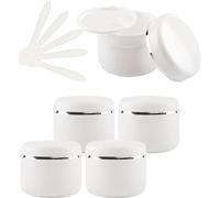 5 Pots cosmétiques vides en Plastique Blanc de 150 ML avec Couvercle à vis et Ruban argenté, Petits récipients de Stockage de 150 g for baume Fait Maison, 5 spatules(250ml)