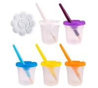 5 pots de mélange de couleurs, 5 pinceaux de peinture, 1 gobelet de lavage en plastique, gobelet mélangeur de peinture avec couvercle, verre de peinture pour enfants, outils de peinture pour enfants.