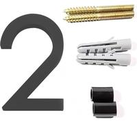5 pouces numéro 2 numéro de maison flottant Numéros de maison modernes, numéro en acrylique noir porte de jardin boîte aux lettres numéros d'adresse, facile à installer avec kit de clouage