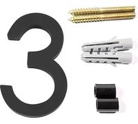 5 pouces numéro 3 numéro de maison flottant Numéros de maison modernes, numéro en acrylique noir porte de jardin boîte aux lettres numéros d'adresse, facile à installer avec kit de clouage