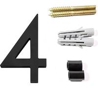 5 pouces numéro 4 numéro de maison flottant Numéros de maison modernes, numéro en acrylique noir porte de jardin boîte aux lettres numéros d'adresse, facile à installer avec un kit de clous