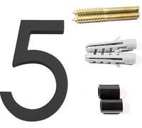 5 pouces numéro 5 numéro de maison flottant Numéros de maison modernes, numéro en acrylique noir porte de jardin boîte aux lettres numéros d'adresse, facile à installer avec un kit de clous