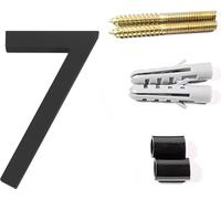 5 pouces numéro 7 numéro de maison flottant Numéros de maison modernes, numéro en acrylique noir porte de jardin boîte aux lettres numéros d'adresse, facile à installer avec kit de clouage