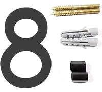 5 pouces numéro 8 numéro de maison flottant Numéros de maison modernes, numéro en acrylique noir porte de jardin boîte aux lettres numéros d'adresse, facile à installer avec kit de clouage