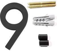 5 pouces numéro 9 numéro de maison flottant Numéros de maison modernes, numéro en acrylique noir porte de jardin boîte aux lettres numéros d'adresse, facile à installer avec kit de clous