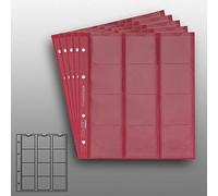 5 Prophila Feuilles numismatiques avec diviseurs de Carton Rouge, 12 Compartiments jusquà 44 mm Ø