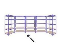 5 rayonnages en acier sans boulons t-rax bleus 120cm x 45cm x 180cm G