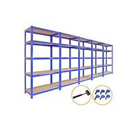 5 Rayonnages T-Rax en Acier Sans Boulons Bleus 90cm x 45cm x 180cm Capacité 4200KG Bleu