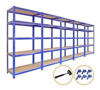 5 Rayonnages T-Rax en Acier Sans Boulons Bleus 90cm x 45cm x 180cm Capacité 4200KG Bleu