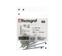 5 Rivets Aluminium Épanouis 4 X 20 Mm Avec 5 Capuchons Blancs