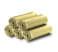 Lot de 5 rouleaux de petits sacs poubelle jetables en plastique durable pour bureau, maison, chambre à coucher, jardin, 100 sacs poubelle (doré)