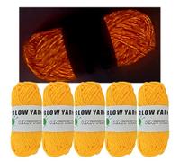5 Rolls Two-Tone Glow in The Dark Yarn, Luminous Crochet Yarn for Crocheting DIY Knitting, Glow Sewing Supplies for Arts Crafts Sewing Party Supplies, Length 55m Per Roll (Yellow)