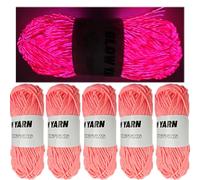 5 Rolls Two-Tone Glow in The Dark Yarn, Luminous Crochet Yarn for Crocheting DIY Knitting, Glow Sewing Supplies for Arts Crafts Sewing Party Supplies, Length 55m Per Roll (Orange Red)