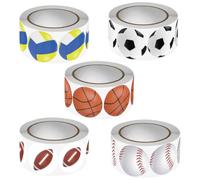 5 Rouleaux Autocollants Thème du Sport, Pack Varié