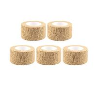 5 rouleaux de bandage auto-adhésif, 5 cm x 4,5 m non tissé athlétique bandage cohésif élastique pour la protection des pieds du poignet des doigts de sport (marron clair)