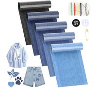 5 Rouleaux Patch Thermocollant Jean 8 x 50cm Tissu Thermocollant Jean avec accessoires de couture Patchs Thermocollants