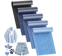 5 Rouleaux Patch Thermocollant Jean,8 x 50cm Tissu Thermocollant Jean avec accessoires de couture,pour Réparation de Jean et