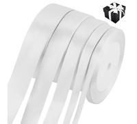 5 Rouleaux Ruban Satin Blanc,22 m Rubans de Tissu,6/10/15/20/25 mm Ruban Blanc Satin,Ruban Cadeau pour Décoration de Mariage,Nœuds,Artisanat Emballage Bouquet Gâteau Décoration Fête,Bouquet